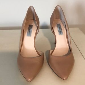 INC nude leather pumps